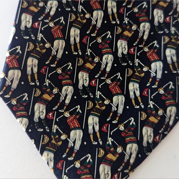 Vintage Silk Men's Golfer Tie Navy Red - Picture 3 of 3